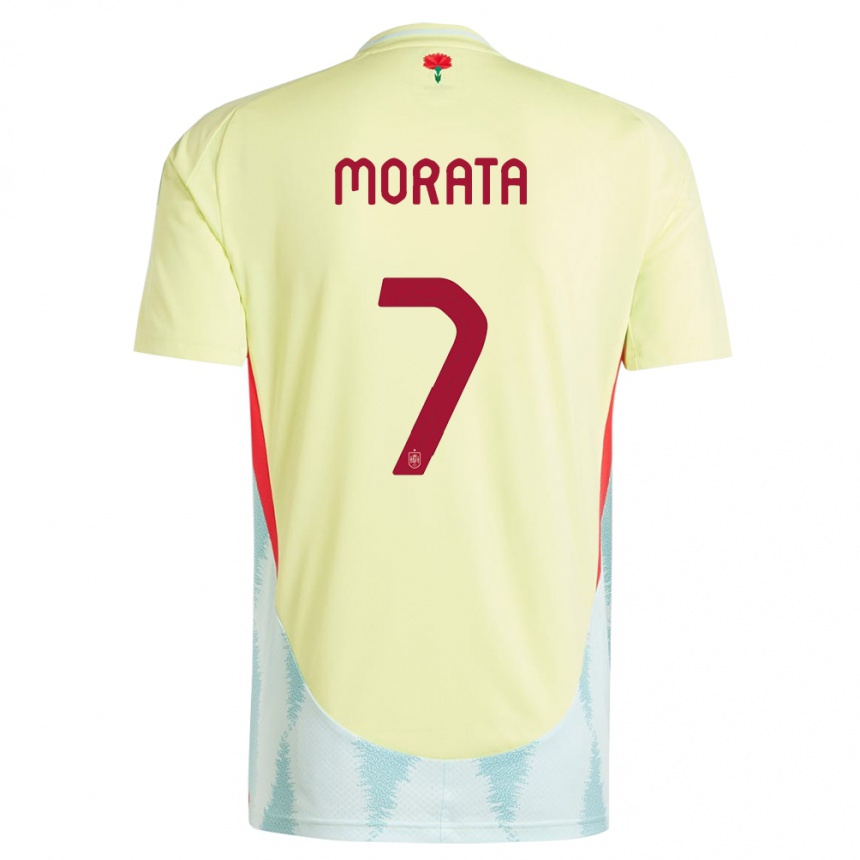 Hombre Fútbol Camiseta España Alvaro Morata #7 Amarillo 2ª Equipación 24-26 México