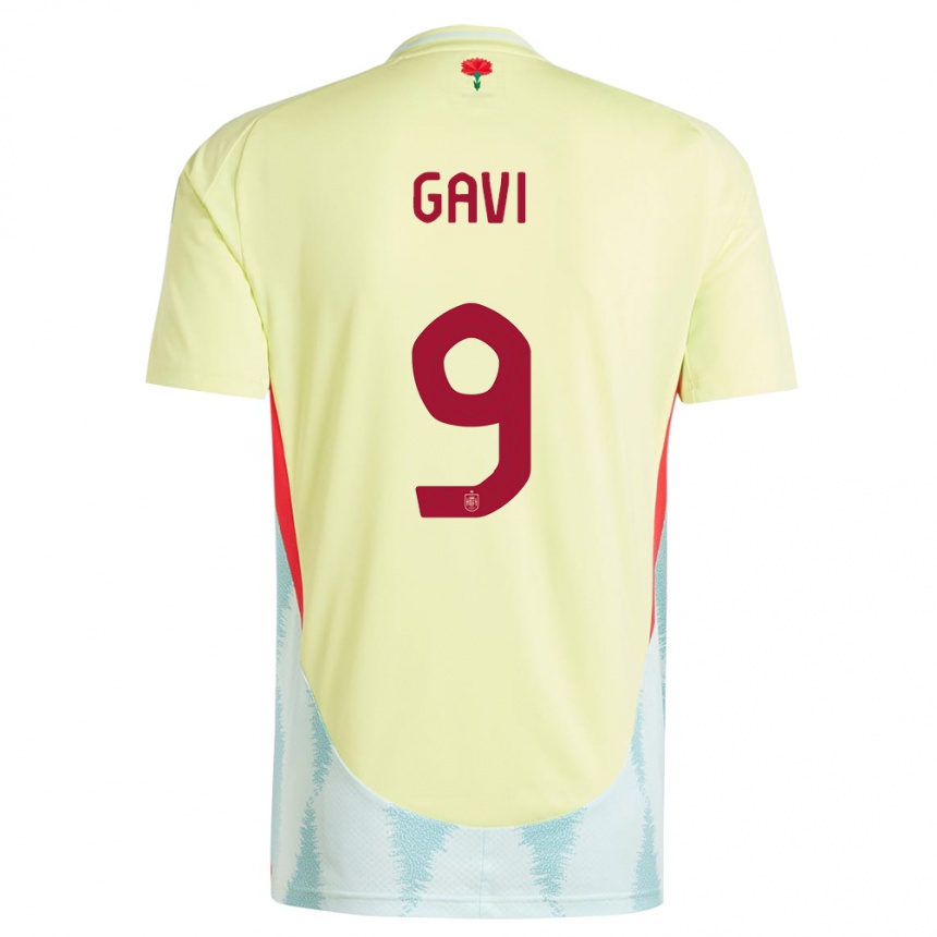 Hombre Fútbol Camiseta España Gavi #9 Amarillo 2ª Equipación 24-26 México