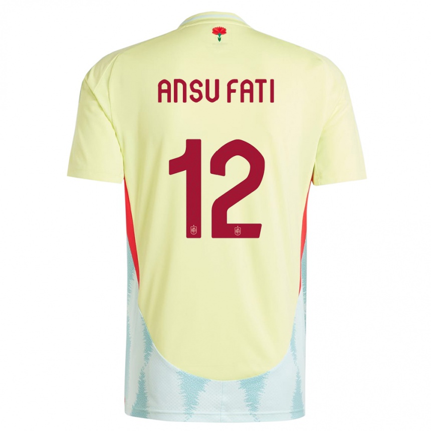 Hombre Fútbol Camiseta España Ansu Fati #12 Amarillo 2ª Equipación 24-26 México