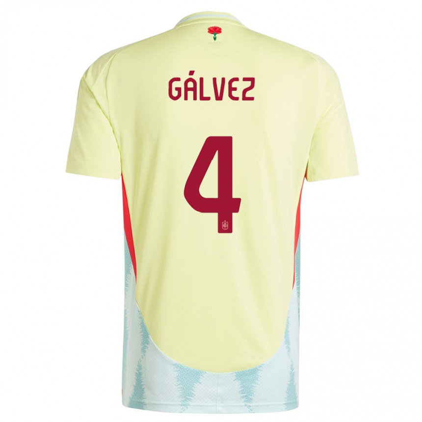 Hombre Fútbol Camiseta España Rocio Galvez #4 Amarillo 2ª Equipación 24-26 México
