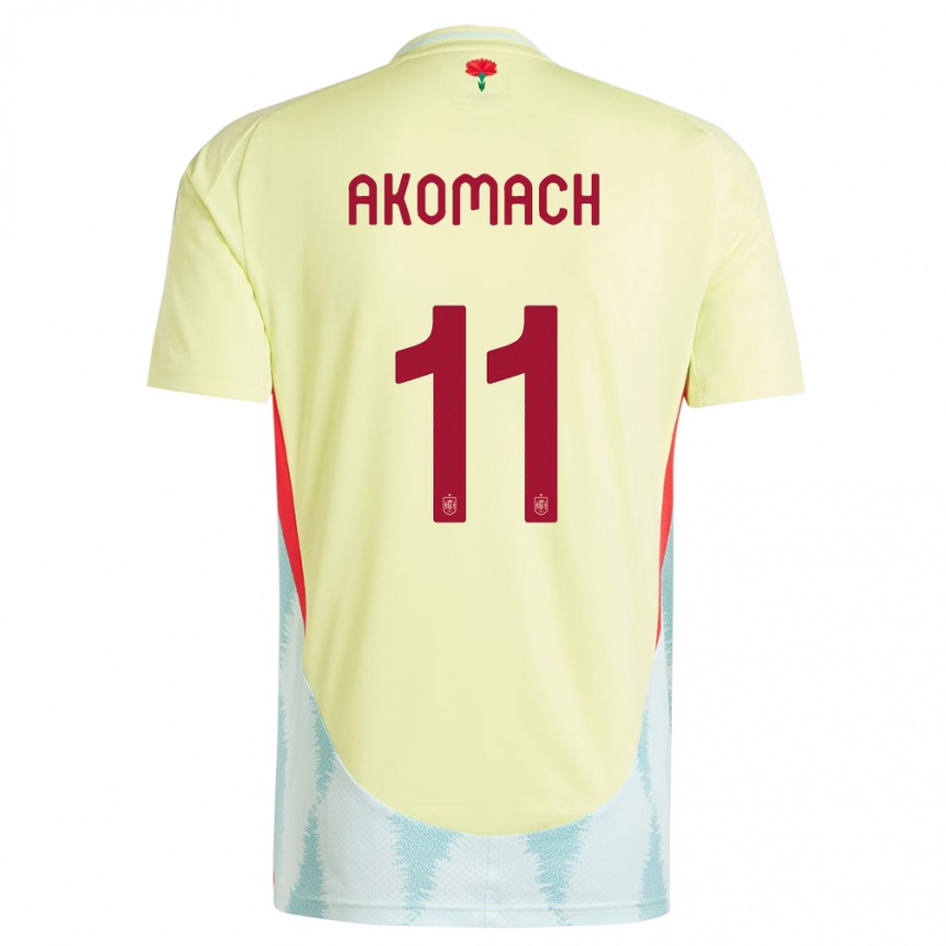 Hombre Fútbol Camiseta España Ilias Akomach #11 Amarillo 2ª Equipación 24-26 México