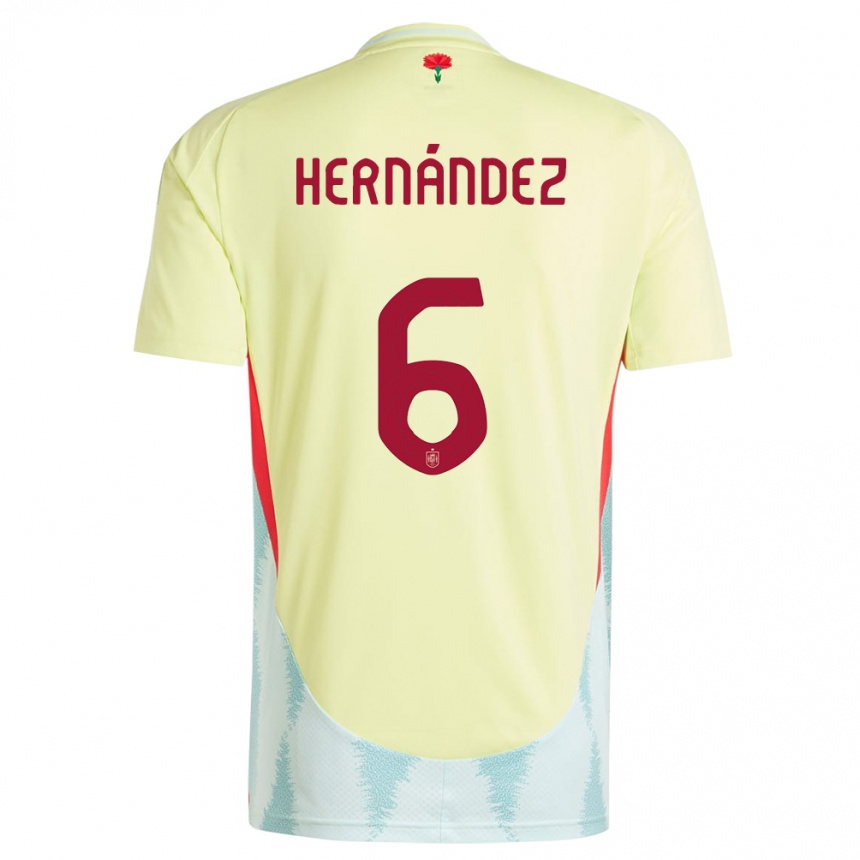 Hombre Fútbol Camiseta España Gerard Hernandez #6 Amarillo 2ª Equipación 24-26 México
