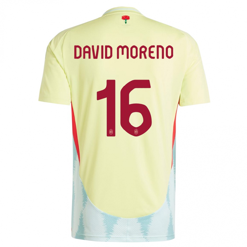 Hombre Fútbol Camiseta España Antonio David Moreno #16 Amarillo 2ª Equipación 24-26 México