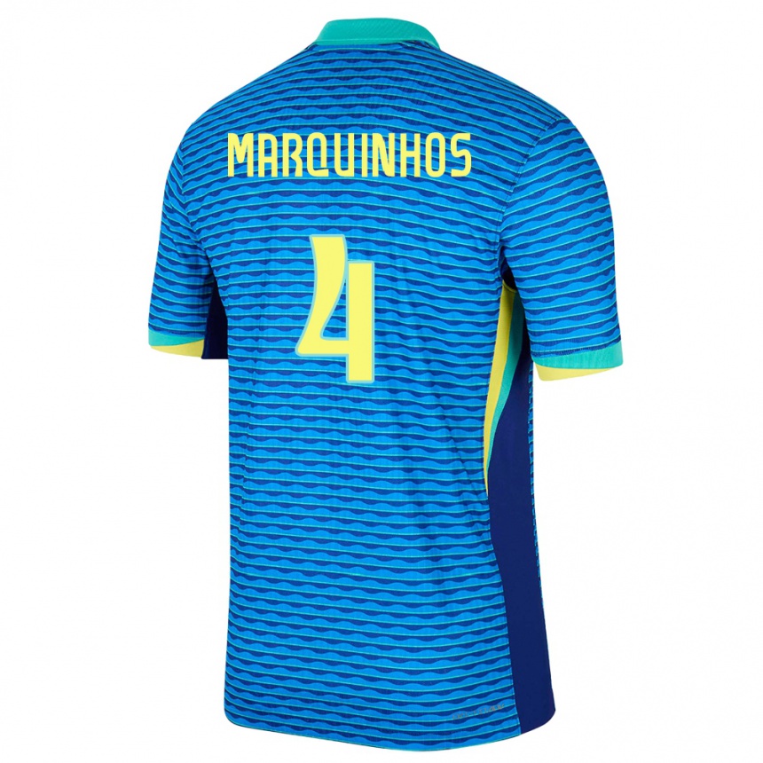Hombre Fútbol Camiseta Brasil Marquinhos #4 Azul 2ª Equipación 24-26 México