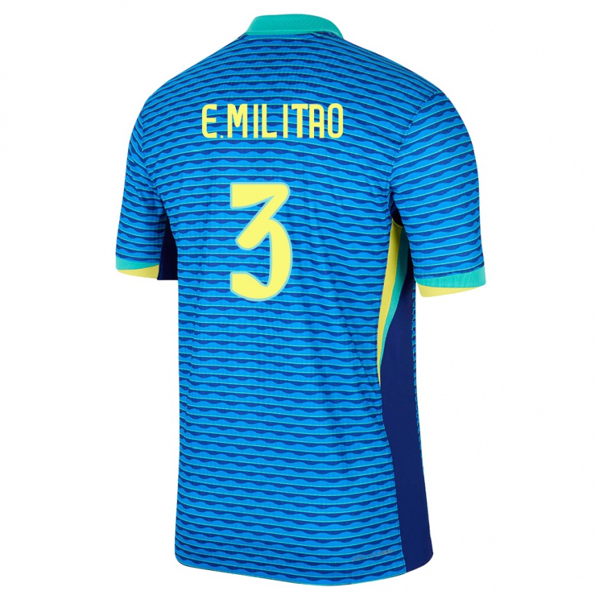 Hombre Fútbol Camiseta Brasil Eder Militao #3 Azul 2ª Equipación 24-26 México