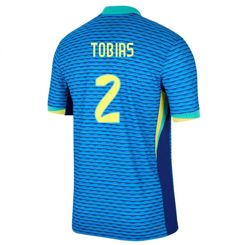 Hombre Fútbol Camiseta Brasil Vinicius Tobias #2 Azul 2ª Equipación 24-26 México