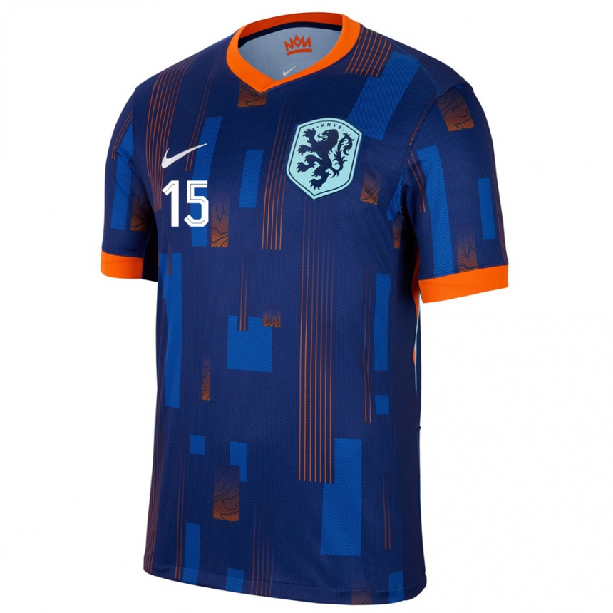 Hombre Fútbol Camiseta Países Bajos Prince Aning #15 Azul 2ª Equipación 24-26 México