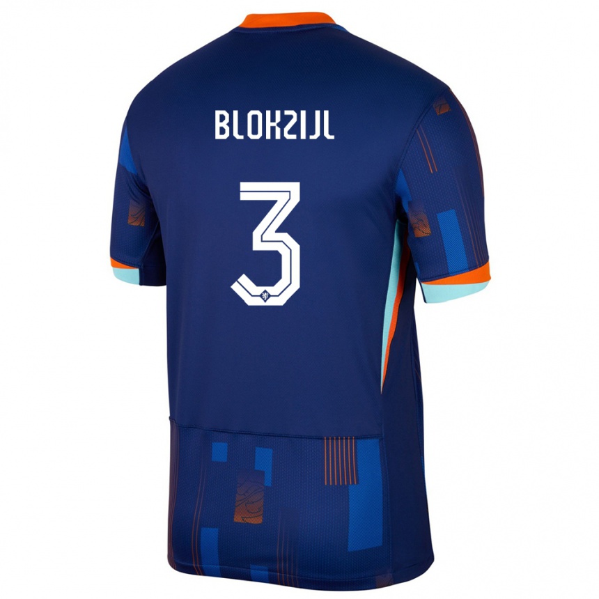 Hombre Fútbol Camiseta Países Bajos Thijmen Blokzijl #3 Azul 2ª Equipación 24-26 México