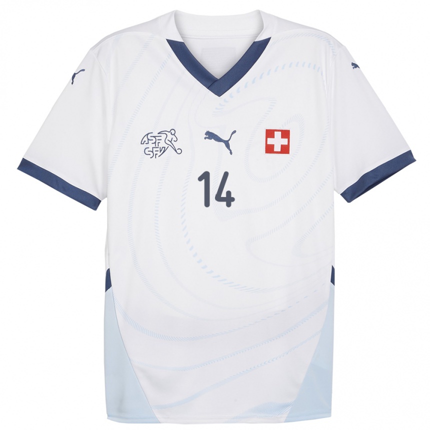 Hombre Fútbol Camiseta Suiza Federico Crescenti #14 Blanco 2ª Equipación 24-26 México