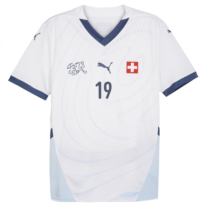 Hombre Fútbol Camiseta Suiza Evan Rossier #19 Blanco 2ª Equipación 24-26 México