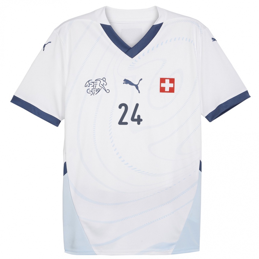 Hombre Fútbol Camiseta Suiza Becir Omeragic #24 Blanco 2ª Equipación 24-26 México