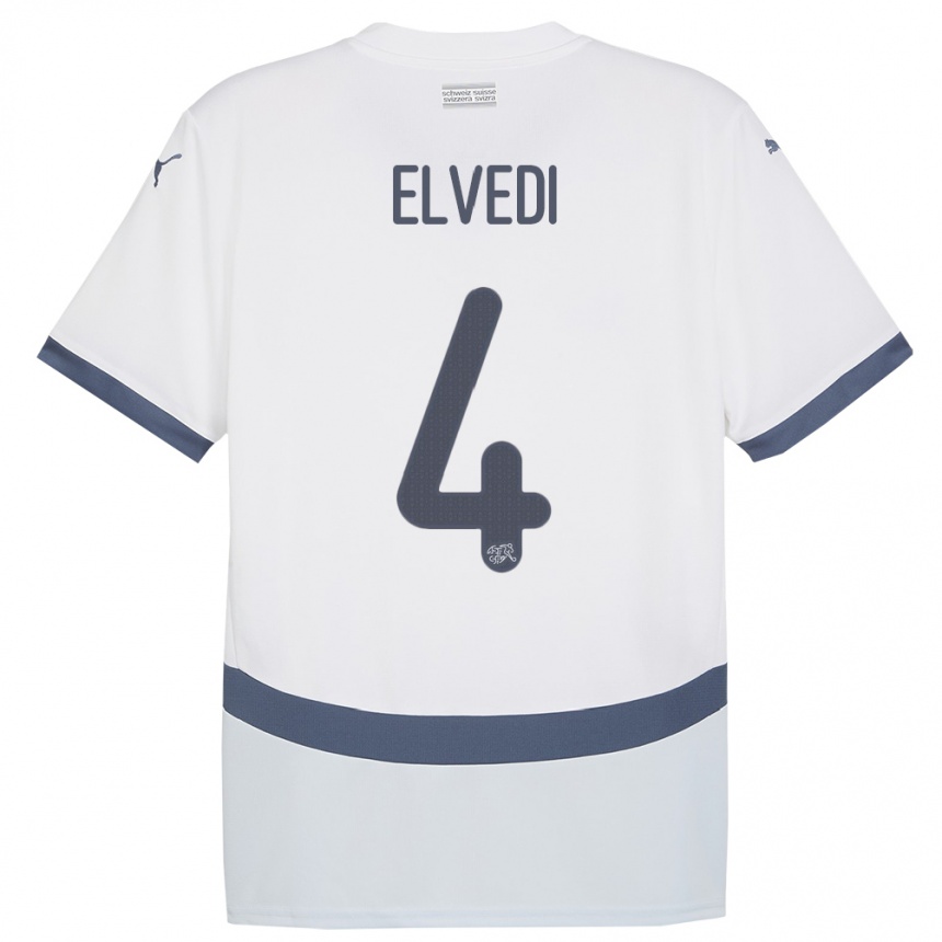 Hombre Fútbol Camiseta Suiza Nico Elvedi #4 Blanco 2ª Equipación 24-26 México