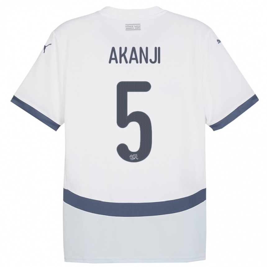 Hombre Fútbol Camiseta Suiza Manuel Akanji #5 Blanco 2ª Equipación 24-26 México