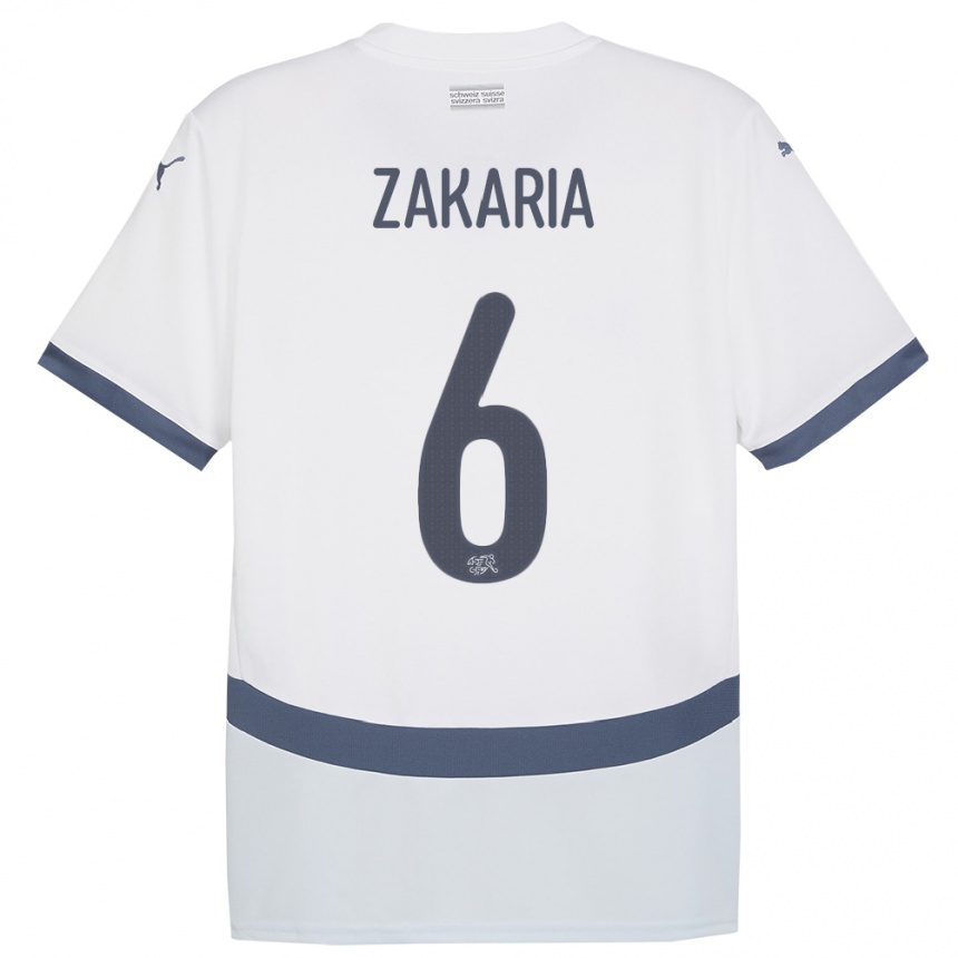 Hombre Fútbol Camiseta Suiza Denis Zakaria #6 Blanco 2ª Equipación 24-26 México