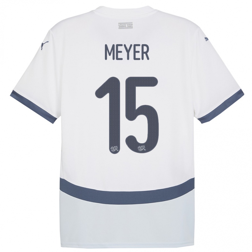 Hombre Fútbol Camiseta Suiza Leny Meyer #15 Blanco 2ª Equipación 24-26 México