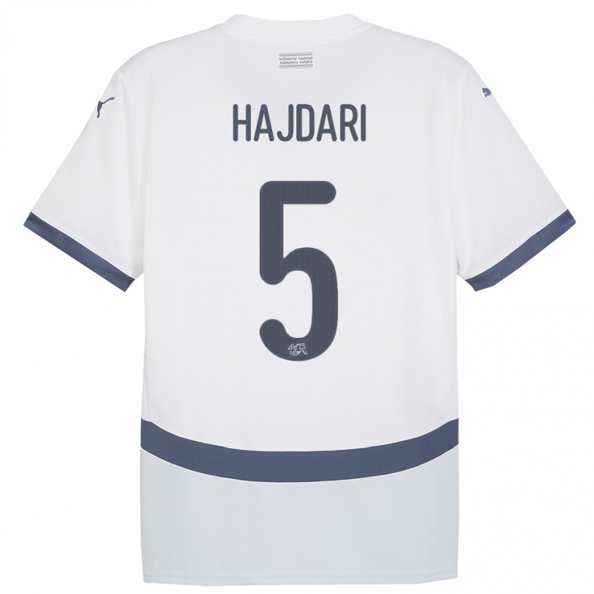 Hombre Fútbol Camiseta Suiza Albian Hajdari #5 Blanco 2ª Equipación 24-26 México
