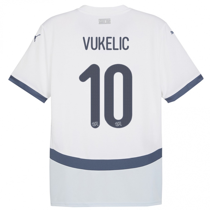 Hombre Fútbol Camiseta Suiza Mile Vukelic #10 Blanco 2ª Equipación 24-26 México