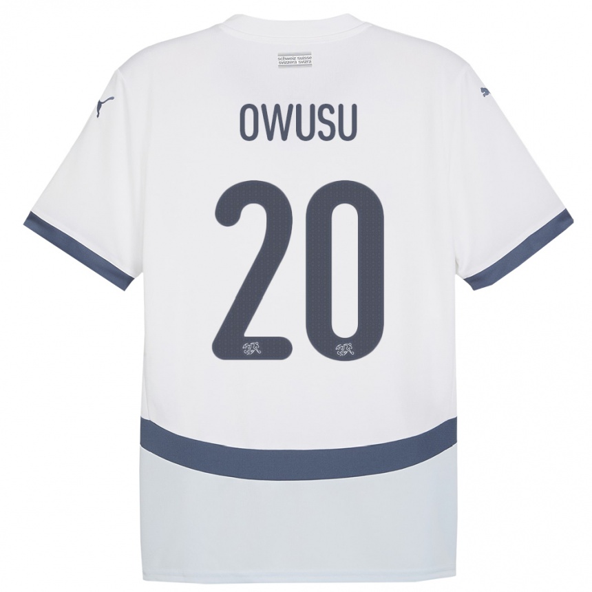 Hombre Fútbol Camiseta Suiza Tyron Owusu #20 Blanco 2ª Equipación 24-26 México