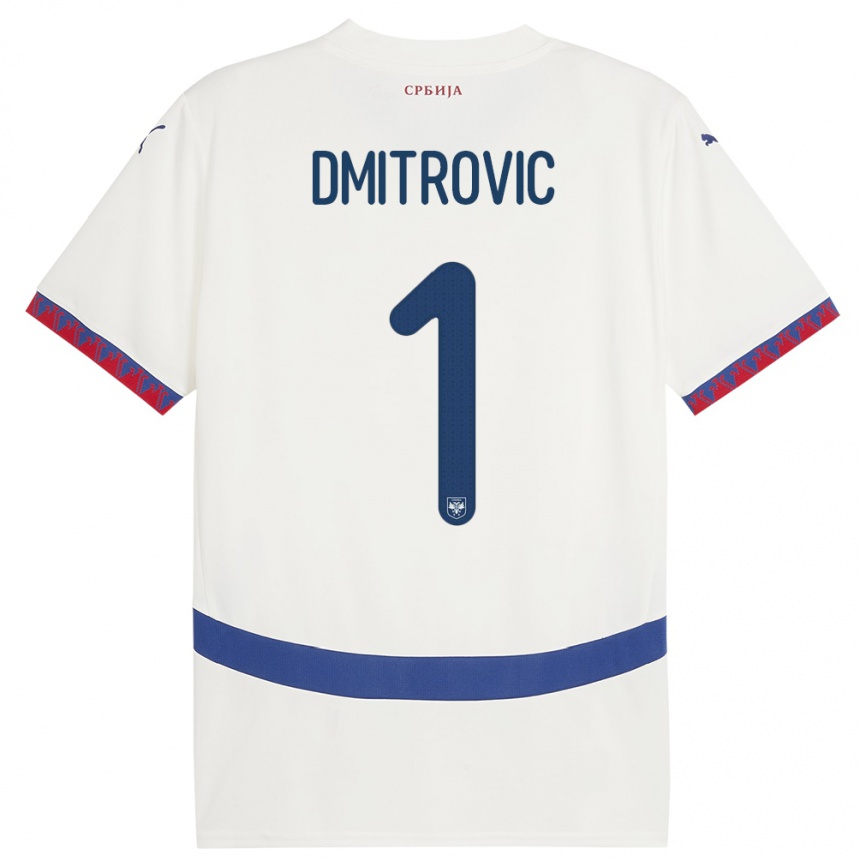 Hombre Fútbol Camiseta Serbia Marko Dmitrovic #1 Blanco 2ª Equipación 24-26 México