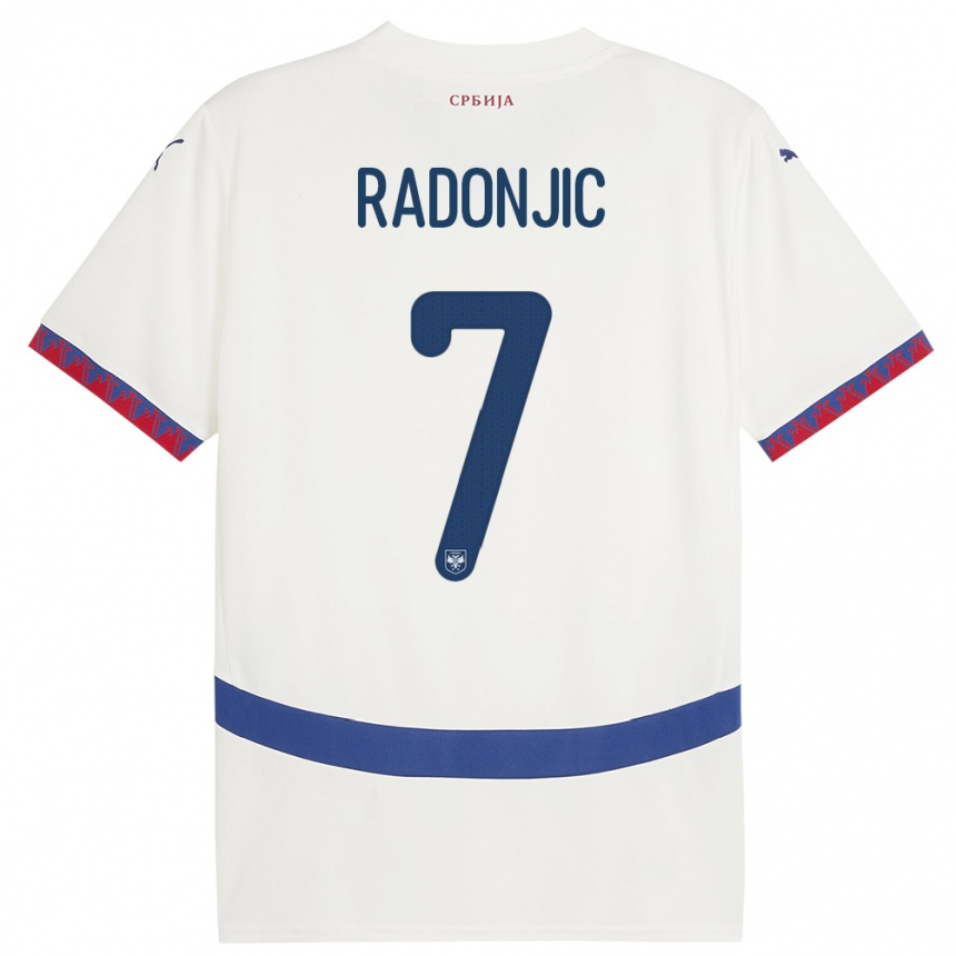 Hombre Fútbol Camiseta Serbia Nemanja Radonjic #7 Blanco 2ª Equipación 24-26 México