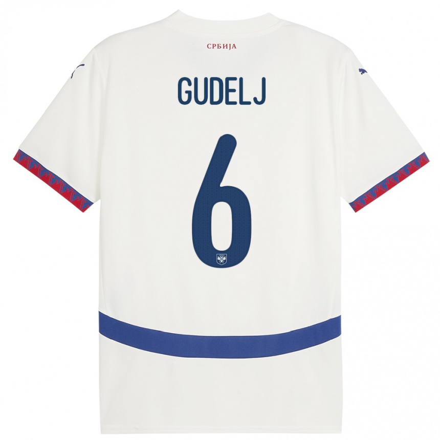 Hombre Fútbol Camiseta Serbia Nemanja Gudelj #6 Blanco 2ª Equipación 24-26 México