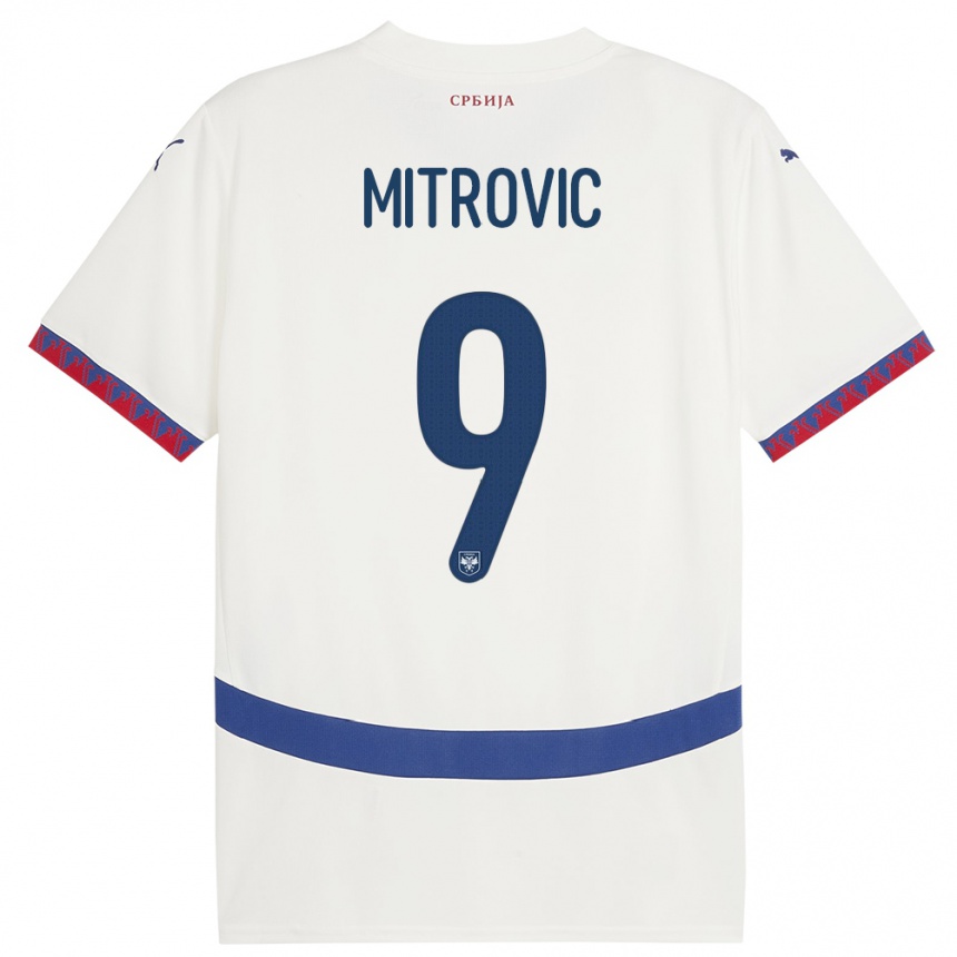 Hombre Fútbol Camiseta Serbia Aleksandar Mitrovic #9 Blanco 2ª Equipación 24-26 México