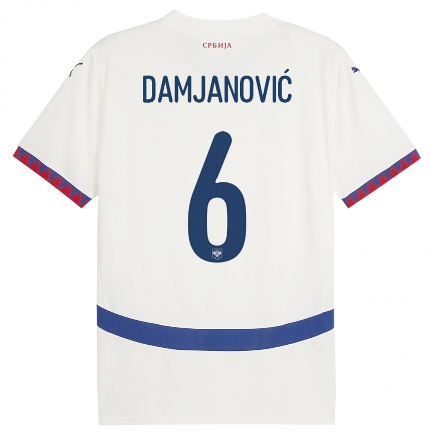 Hombre Fútbol Camiseta Serbia Nevena Damjanovic #6 Blanco 2ª Equipación 24-26 México