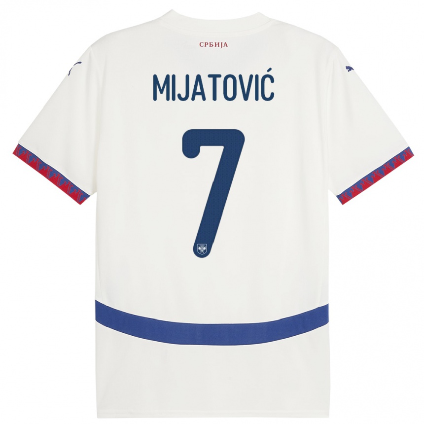 Hombre Fútbol Camiseta Serbia Milica Mijatovic #7 Blanco 2ª Equipación 24-26 México