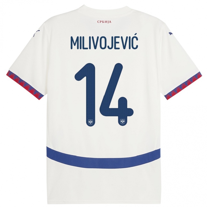 Hombre Fútbol Camiseta Serbia Vesna Milivojevic #14 Blanco 2ª Equipación 24-26 México