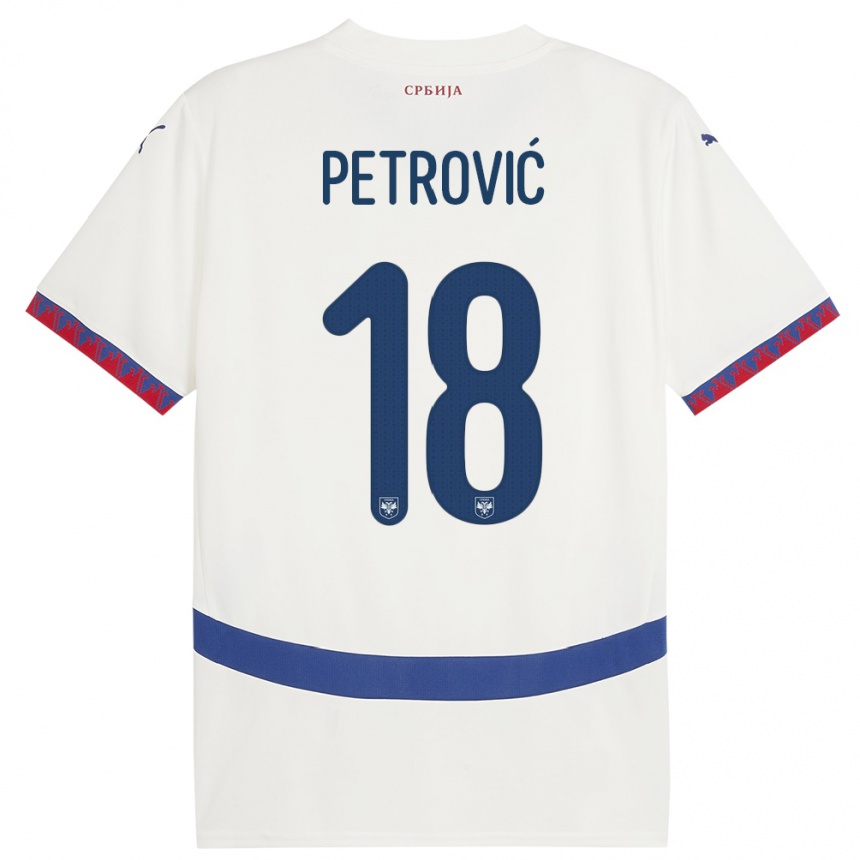 Hombre Fútbol Camiseta Serbia Emilija Petrovic #18 Blanco 2ª Equipación 24-26 México