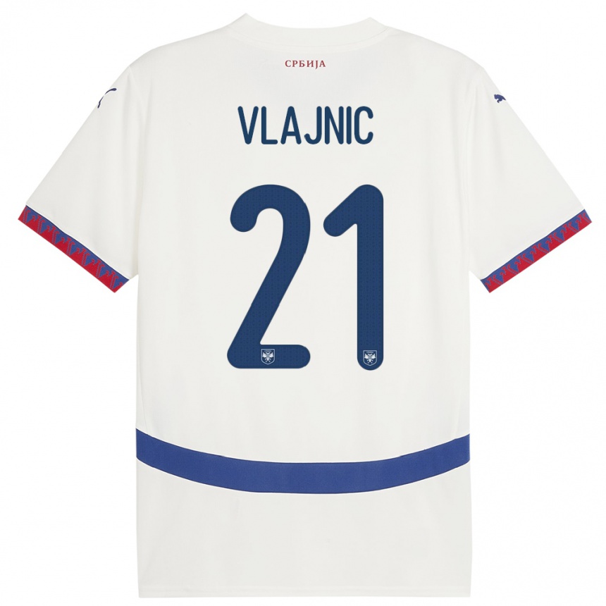 Hombre Fútbol Camiseta Serbia Tyla Jay Vlajnic #21 Blanco 2ª Equipación 24-26 México