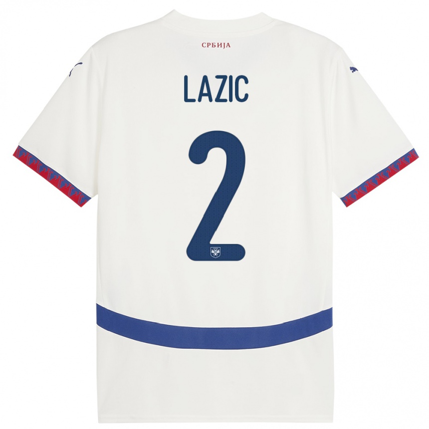 Hombre Fútbol Camiseta Serbia Uros Lazic #2 Blanco 2ª Equipación 24-26 México