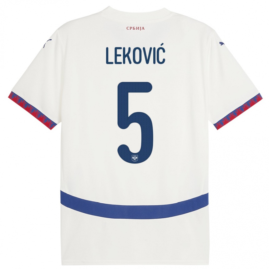 Hombre Fútbol Camiseta Serbia Stefan Lekovic #5 Blanco 2ª Equipación 24-26 México