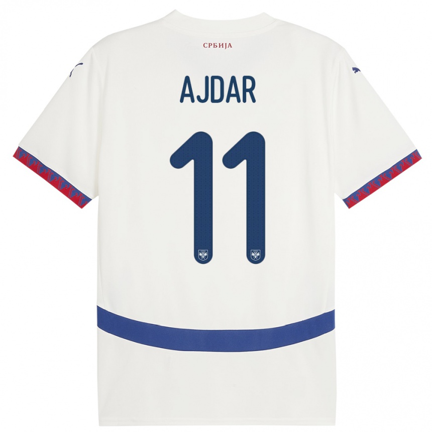 Hombre Fútbol Camiseta Serbia Ognjen Ajdar #11 Blanco 2ª Equipación 24-26 México