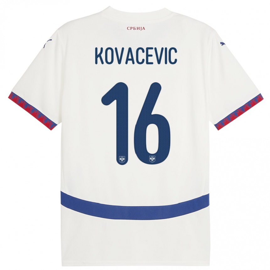 Hombre Fútbol Camiseta Serbia Bojan Kovacevic #16 Blanco 2ª Equipación 24-26 México