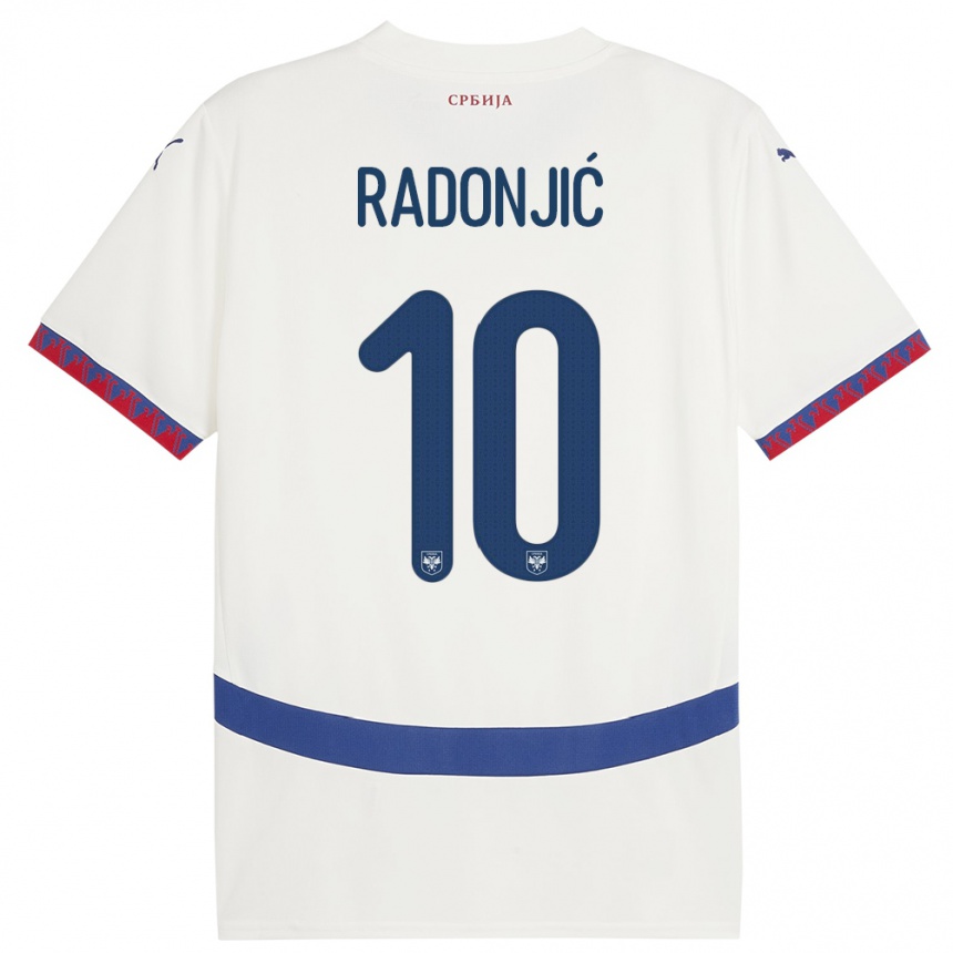 Hombre Fútbol Camiseta Serbia Mateja Radonjic #10 Blanco 2ª Equipación 24-26 México