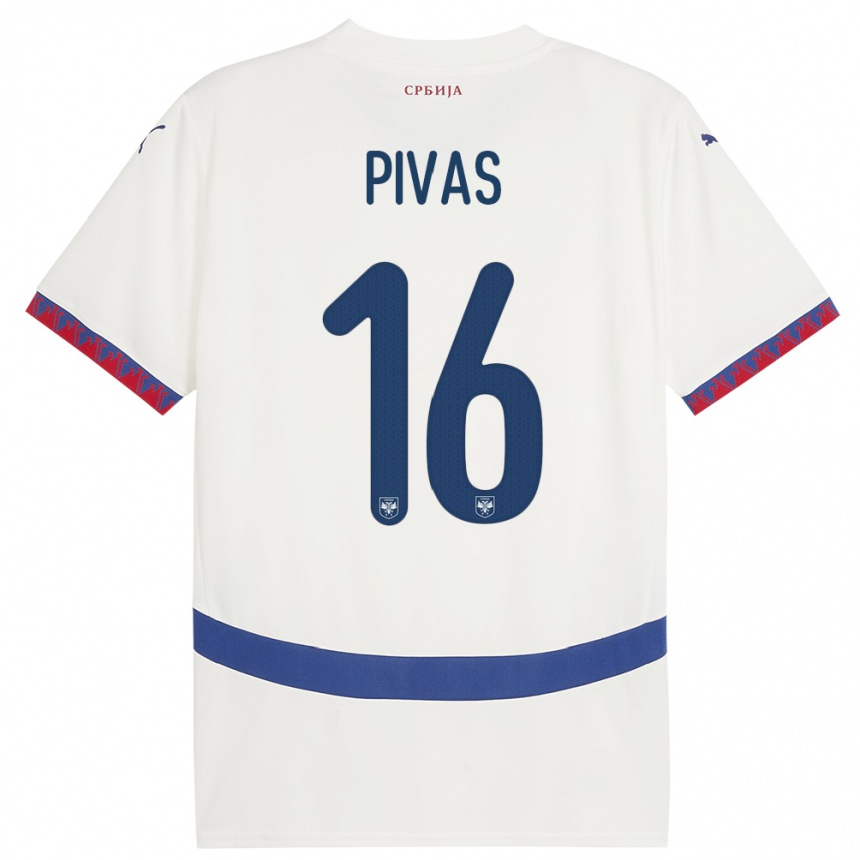 Hombre Fútbol Camiseta Serbia Miodrag Pivas #16 Blanco 2ª Equipación 24-26 México