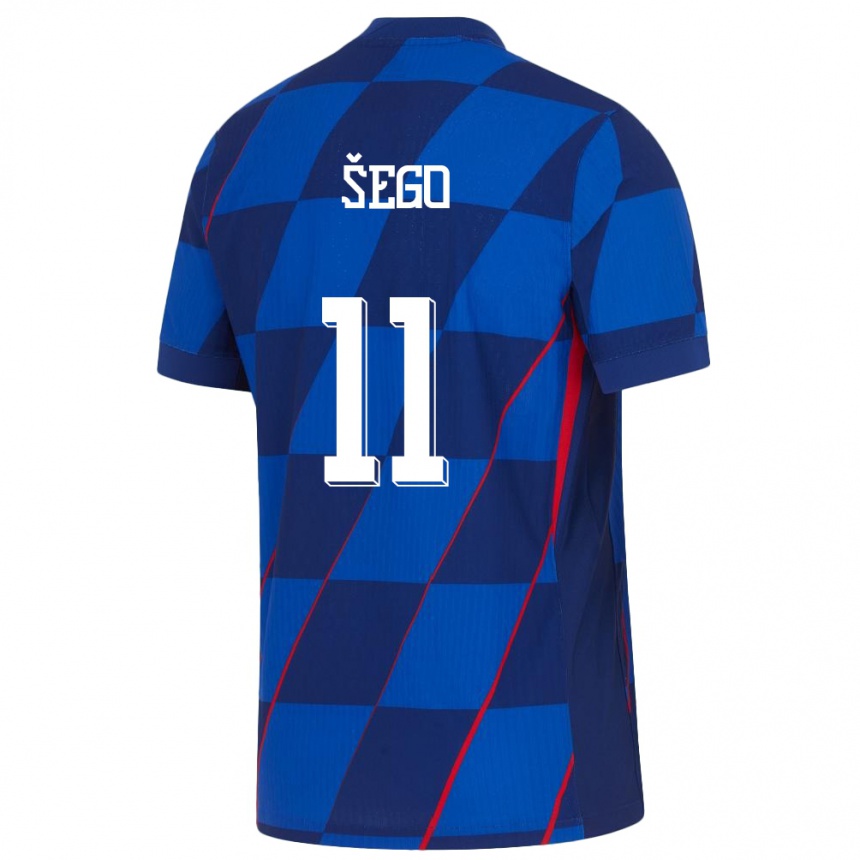 Hombre Fútbol Camiseta Croacia Michele Sego #11 Azul 2ª Equipación 24-26 México