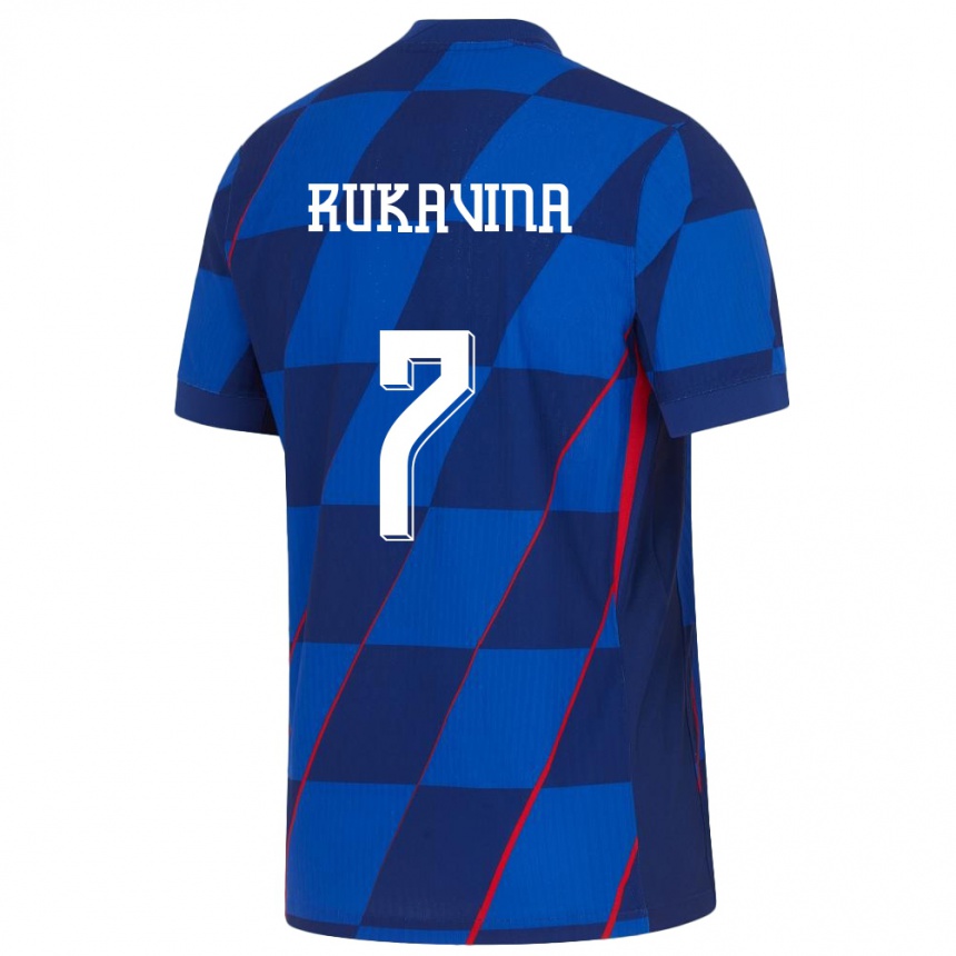 Hombre Fútbol Camiseta Croacia Gabriel Rukavina #7 Azul 2ª Equipación 24-26 México