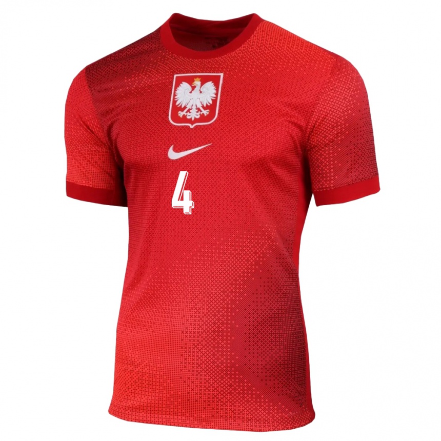 Hombre Fútbol Camiseta Polonia Milosz Matysik #4 Rojo 2ª Equipación 24-26 México