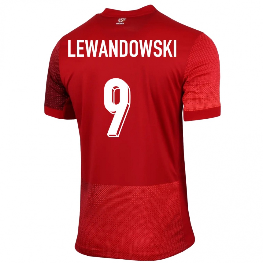 Hombre Fútbol Camiseta Polonia Robert Lewandowski #9 Rojo 2ª Equipación 24-26 México