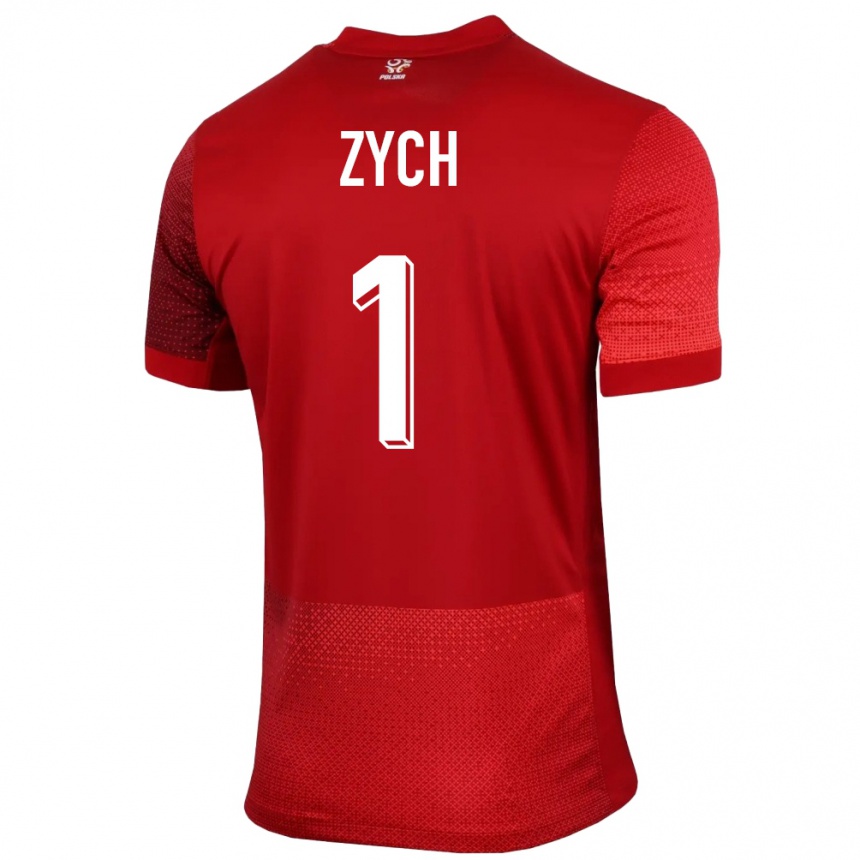 Hombre Fútbol Camiseta Polonia Oliwier Zych #1 Rojo 2ª Equipación 24-26 México