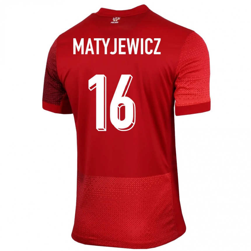 Hombre Fútbol Camiseta Polonia Wiktor Matyjewicz #16 Rojo 2ª Equipación 24-26 México