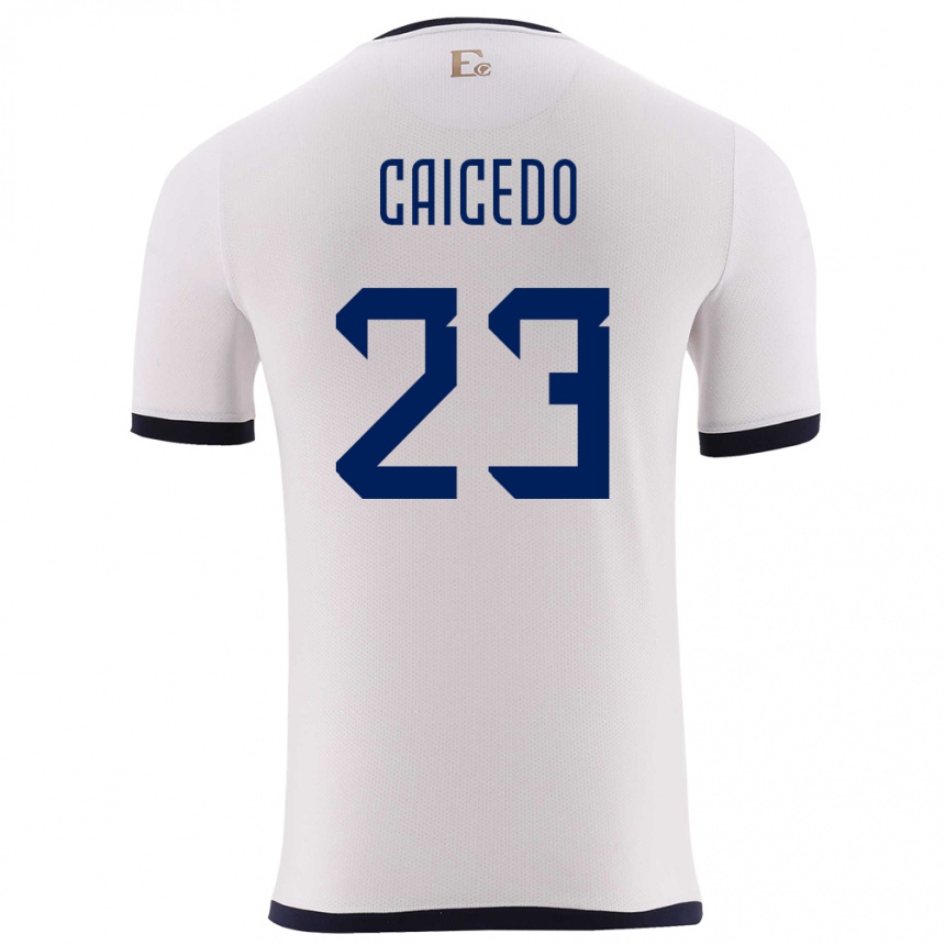 Hombre Fútbol Camiseta Ecuador Moises Caicedo #23 Blanco 2ª Equipación 24-26 México