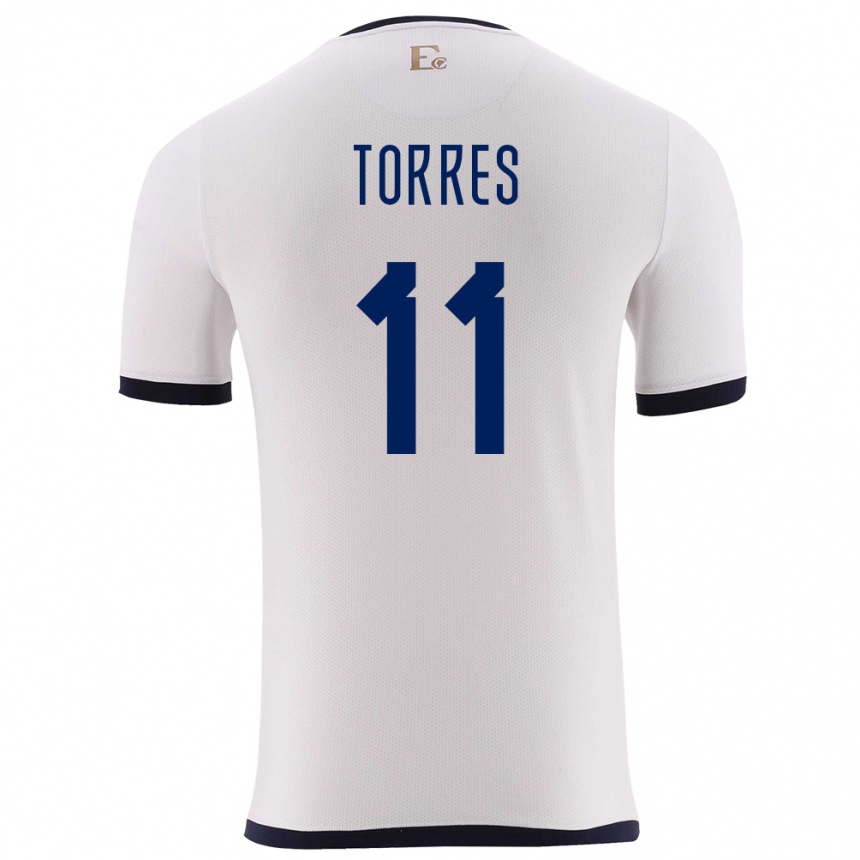 Hombre Fútbol Camiseta Ecuador Ambar Torres #11 Blanco 2ª Equipación 24-26 México