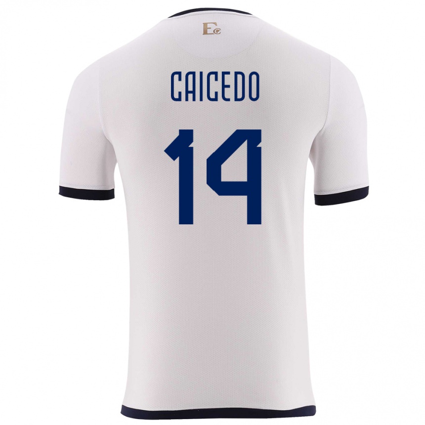 Hombre Fútbol Camiseta Ecuador Carina Caicedo #14 Blanco 2ª Equipación 24-26 México