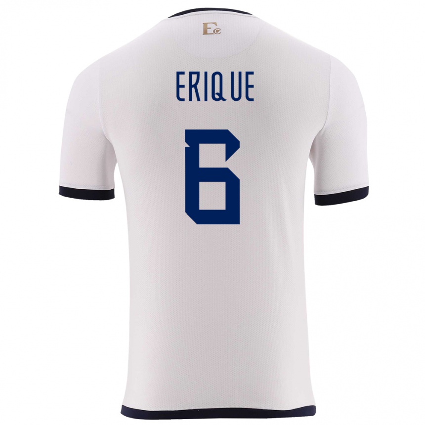Hombre Fútbol Camiseta Ecuador Yeltzin Erique #6 Blanco 2ª Equipación 24-26 México