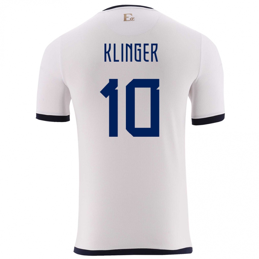 Hombre Fútbol Camiseta Ecuador Jose Klinger #10 Blanco 2ª Equipación 24-26 México