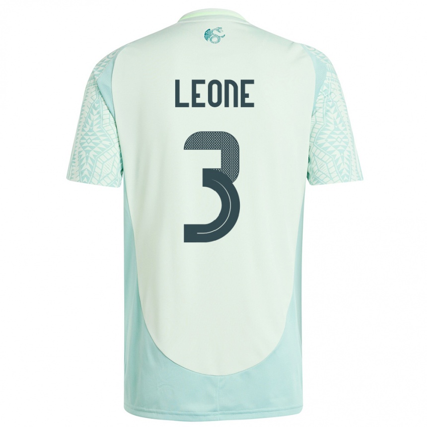 Hombre Fútbol Camiseta México Antonio Leone #3 Lino Verde 2ª Equipación 24-26 México