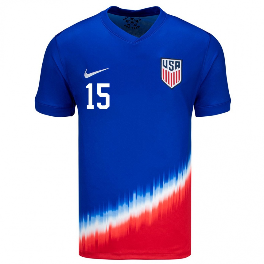 Hombre Fútbol Camiseta Estados Unidos Jack Panayotou #15 Azul 2ª Equipación 24-26 México
